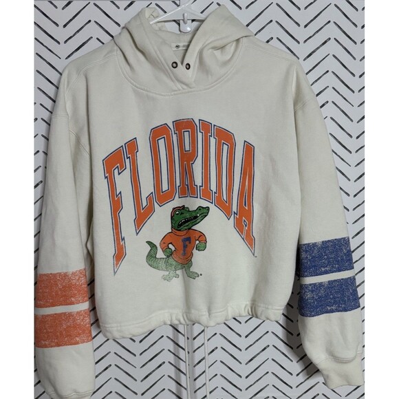 Florida Gators '47 Women's Harper Adjustable‎ Cropped Pullover Cream Hoodie Sz M - Picture 3 of 7